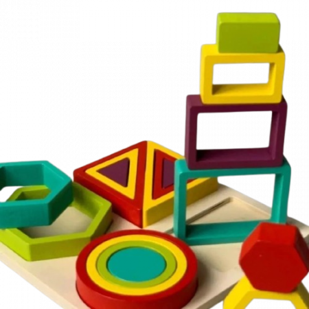 Joc logic de potrivire forme geometrice Shape and Ferrule, Montessori, lemn, 3 ani+, EduJucarii [2]