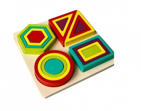 Joc logic de potrivire forme geometrice Shape and Ferrule, Montessori, lemn, 3 ani+, EduJucarii [6]