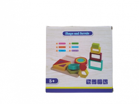Joc logic de potrivire forme geometrice Shape and Ferrule, Montessori, lemn, 3 ani+, EduJucarii [7]