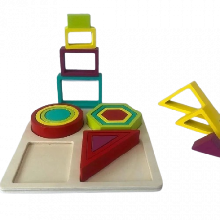 Joc logic de potrivire forme geometrice Shape and Ferrule, Montessori, lemn, 3 ani+, EduJucarii [5]