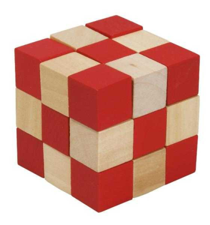 Joc logic IQ 3D Puzzle Cub natur-rosu, Fridolin [0]