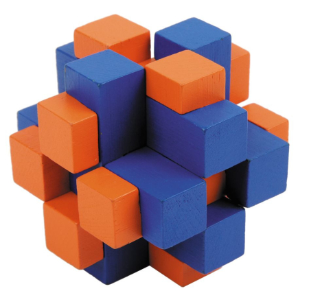 Joc logic IQ din Puzzle 3D Cub cross colorat, Fridolin [0]