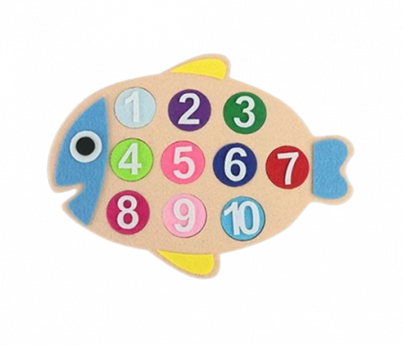 Joc educativ montessori,  numere, prescolari fetru, Peste, 25 x 18.5 cm, 3 ani+, Edujucarii [1]