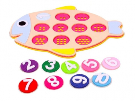 Joc educativ montessori,  numere, prescolari fetru, Peste, 25 x 18.5 cm, 3 ani+, Edujucarii [3]