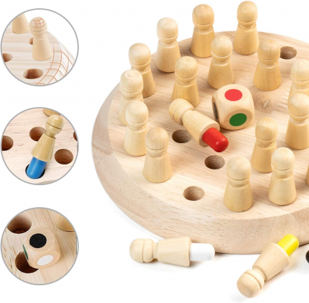 Joc memorie din lemn din lemn cu pioni colorati, Memory Chess, 3 ani+, EduJucarii [6]