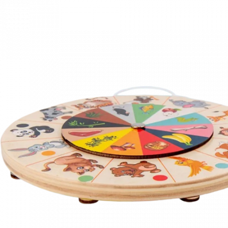 Joc Montessori 2 in 1 - Tabla Inmultirii / impartirii, si joc de asociere animal/hrana/culoare, lemn, 18,5 cm [4]