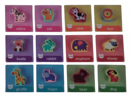 Joc Montessori de echilibru si insiruire cu carduri de asociere, 12 piese de lemn pentru stivuire, Balanced Stacking Beading, Animale, 3 ani, EduJucarii [3]