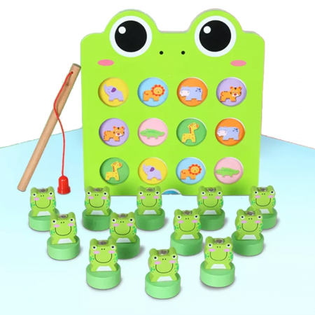 Joc montessori de memorie, inteligenta si pescuit, 12 Broscute magnetice, Fishing frog memory game [5]