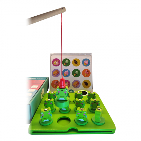Joc montessori de memorie, inteligenta si pescuit, 12 Broscute magnetice, Fishing frog memory game [2]