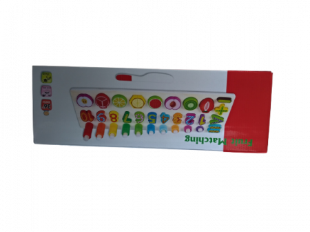 Joc multifunctional tip Montessori din lemn logaritmic cu cerculete multicolore pt cantitate, numere, semne matematice, fructe si cutit de feliat, Fruit Matching, 78 piese [2]