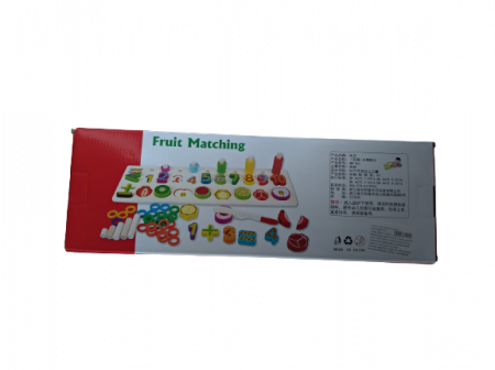 Joc multifunctional tip Montessori din lemn logaritmic cu cerculete multicolore pt cantitate, numere, semne matematice, fructe si cutit de feliat, Fruit Matching, 78 piese [3]