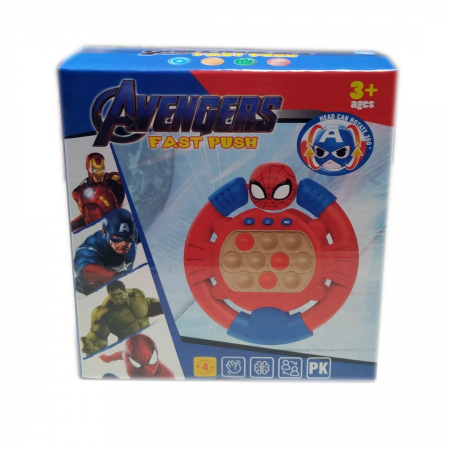 Joc Pop It electronic, interactiv, consola pentru copii si adulti, Antistres, Sunete si Lumini, Portabil, 4 Moduri, Multiplayer, Memorie, Score Mode, Squeeze Poppet, Antistres, Avengers [2]