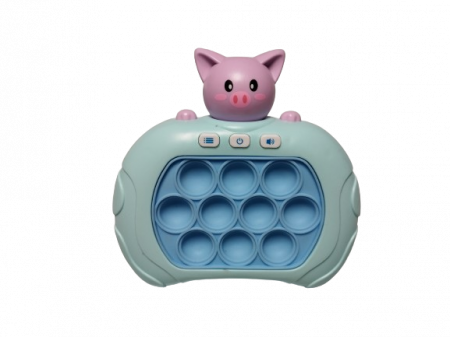 Jucarii antistres - Joc Pop It electronic, interactiv, consola pentru copii si adulti, Antistres, Sunete si Lumini, Portabil, 4 Moduri, Multiplayer, Memorie, Score Mode, Squeeze Poppet, Antistres, Purcelus albastru