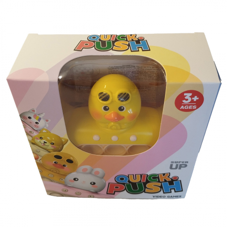 Joc Pop It electronic, interactiv, consola pentru copii si adulti, Antistres, Sunete si Lumini, Portabil, multe Niveluri, 4 Moduri, Multiplayer, Memorie, Score Mode, Squeeze Poppet, Antistres, Pui [4]