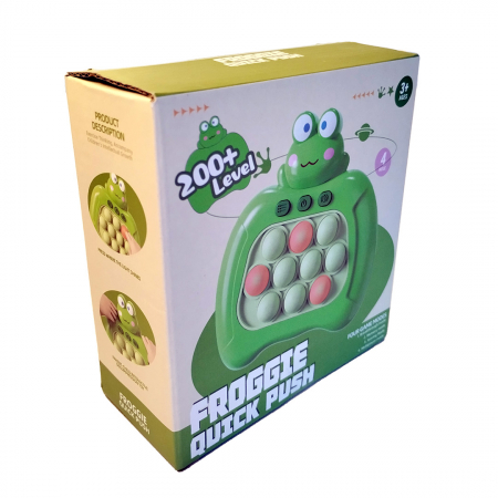 Joc Pop It electronic, interactiv, consola pentru copii si adulti, Antistres, Sunete si Lumini, Portabil, 200 Niveluri, 4 Moduri, Multiplayer, Memorie, Score Mode, Squeeze Poppet, Antistres, Broscuta [9]