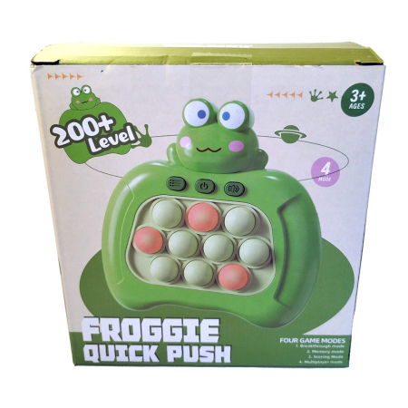 Joc Pop It electronic, interactiv, consola pentru copii si adulti, Antistres, Sunete si Lumini, Portabil, 200 Niveluri, 4 Moduri, Multiplayer, Memorie, Score Mode, Squeeze Poppet, Antistres, Broscuta [8]
