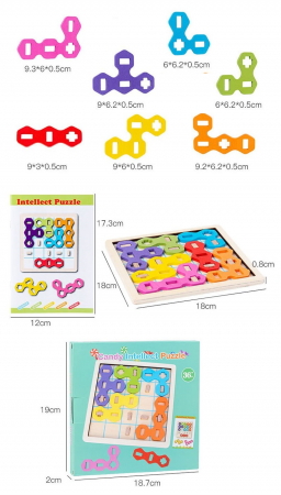 Jocul Puzzle Educativ de Logică și Inteligență, Lemn Candy, 5 Grade de Dificultate, 8 Piese, Multicolor [6]