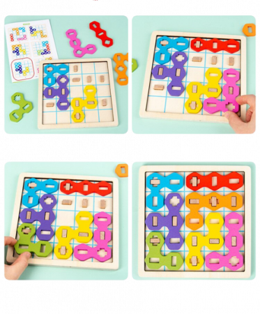Jocul Puzzle Educativ de Logică și Inteligență, Lemn Candy, 5 Grade de Dificultate, 8 Piese, Multicolor [2]