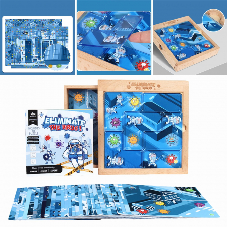 Joc puzzle Elimina Virusul, 3 grade de dificultate, 60 de planse, Joc pentru minte, Puzzle Montessori educativ pentru copii [6]
