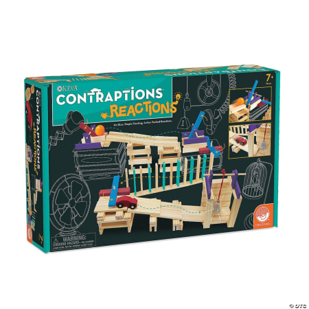 Noutati si reduceri - Joc STEM de constructie din lemn tip marble run, Keva Contraptions Reactions Planks