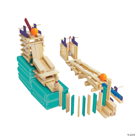 Joc STEM de constructie din lemn tip marble run, Keva Contraptions Reactions Planks [1]