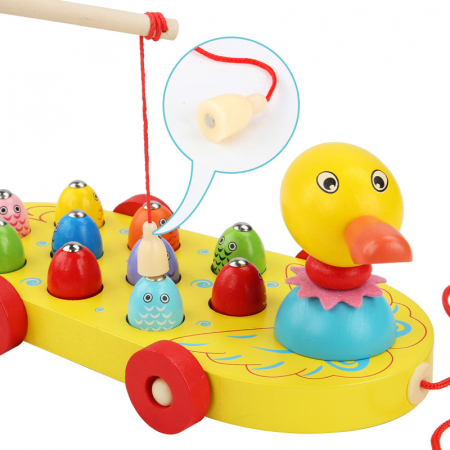 Jucarie 2 in 1, de tras si pescuit magnetic, Ratusca si pestisori, Montessori, 3 ani+, EduJucarii [1]