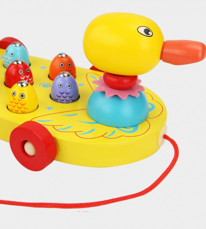 Jucarie 2 in 1, de tras si pescuit magnetic, Ratusca si pestisori, Montessori, 3 ani+, EduJucarii [3]