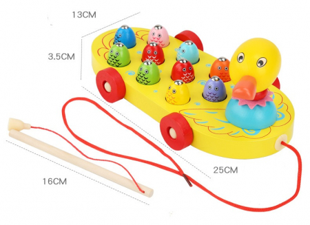 Jucarie 2 in 1, de tras si pescuit magnetic, Ratusca si pestisori, Montessori, 3 ani+, EduJucarii [5]