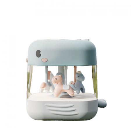 Jucarie 2 in 1, Toba interactiva si carusel muzical pentru bebe cu lumini si sunete, lampa de veghe, incarcare USB, conectare bleutooth, albastru, Edujucarii [2]