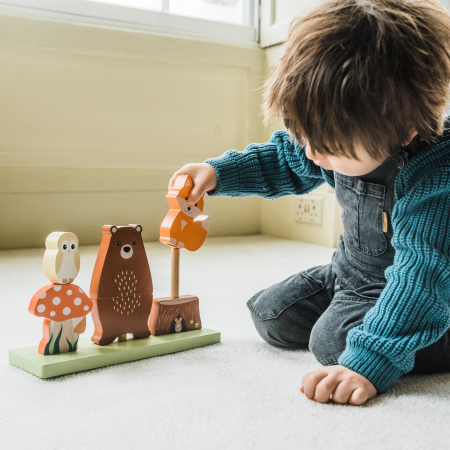 Jucarie din lemn de stivuit cu animalele padurii, Orange Tree Toys [4]