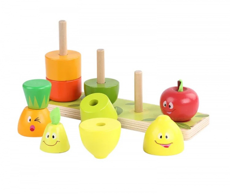 Jucarie din lemn, Stivuirea fructelor, 4 coloane, Montessori, + 3 ani, Edujucarii [4]