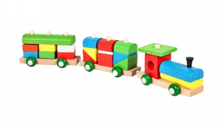 Jucarie din lemn Trenulet, set de construit, 36 piese, forme geometrice [0]