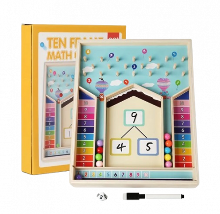 Jucarii interactive - Jucarie educationala de sortare cognitiva a culorilor si operatii matematice, Montessori, lemn, 3 ani +, EduJucarii