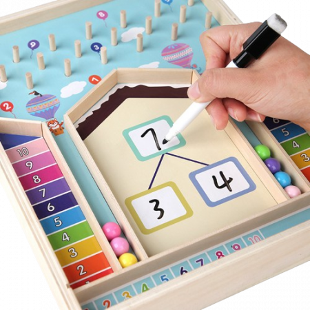 Jucarie educationala de sortare cognitiva a culorilor si operatii matematice, Montessori, lemn, 3 ani +, EduJucarii [2]