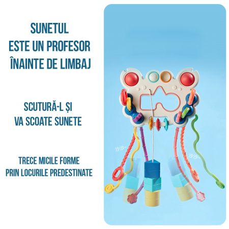 Jucarie educationala Montessori pentru bebelusi, invatare timpurie, dezvoltare senzoriala, dentitie fara BPA, 1-3 ani, Crab multicolor [1]