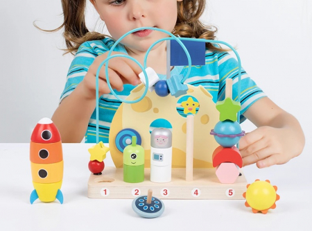 Jucarie educativa 2 in 1, stivuire pe numere, labirint cu margele, sistemul solar, 2 in 1, Montessori, 18 luni+ [3]