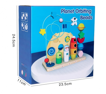 Jucarie educativa 2 in 1, stivuire pe numere, labirint cu margele, sistemul solar, 2 in 1, Montessori, 18 luni+ [6]