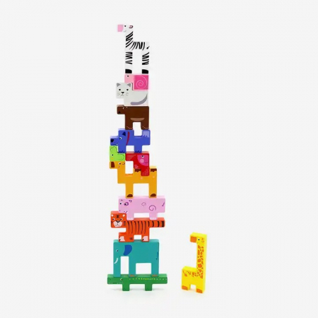 Joc educativ, Tetris animale, 10 figurine de lemn pentru stivuire si asamblare, Montessori, Animal Creative JigSaw, 3 ani, EduJucarii [7]