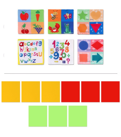 Jucarie educativa si senzoriala bebe, Cutie cu batiste, material textil, Montessori, Litere si forme geometrice, EduJucarii, 3 luni+ [8]