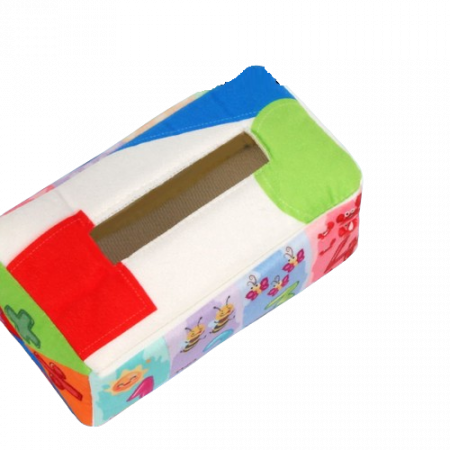 Jucarie educativa si senzoriala bebe, Cutie cu batiste, material textil, Montessori, Litere si forme geometrice, EduJucarii, 3 luni+ [7]