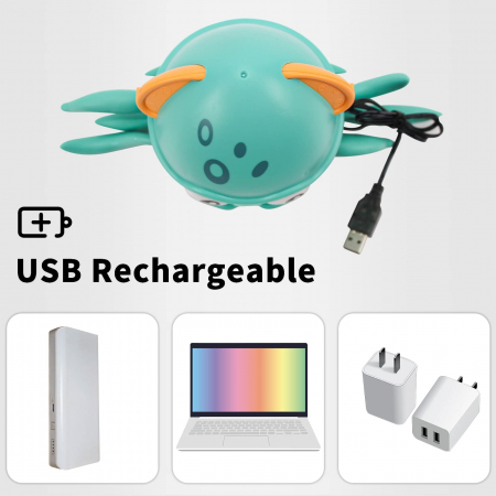 Jucarie interactiva Caracatita cu sunete, lumini, se misca si canta, senzori pentru obstacole, jucarie pe inductie, cablu incarcare USB, 3 ani+, turcoaz, Edujucarii [1]