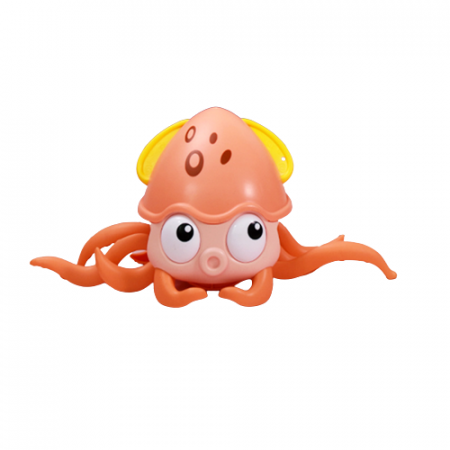 Jucarii interactive bebelusi - Jucarie interactiva Caracatita cu sunete, lumini, se misca si canta, senzori pentru obstacole, jucarie pe inductie, cablu incarcare USB, 3 ani+, roz, Edujucarii