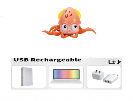 Jucarie interactiva Caracatita cu sunete, lumini, se misca si canta, senzori pentru obstacole, jucarie pe inductie, cablu incarcare USB, 3 ani+, roz, Edujucarii [2]