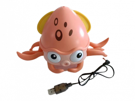 Jucarie interactiva Caracatita cu sunete, lumini, se misca si canta, senzori pentru obstacole, jucarie pe inductie, cablu incarcare USB, 3 ani+, roz, Edujucarii [5]