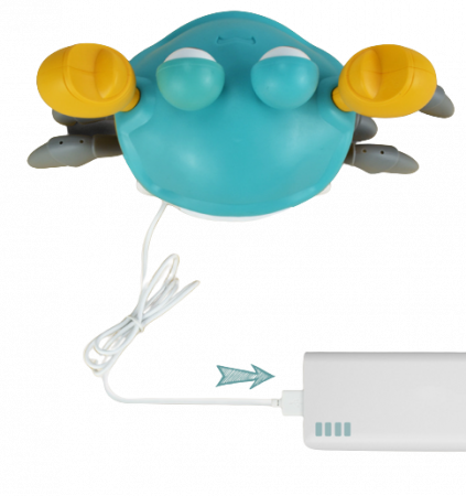 Jucarie interactiva Crab cu sunete, lumini, se deplaseaza si canta, senzori pentru obstacole, jucarie pe inductie, cablu incarcare USB, 3 ani+, turcoaz, Edujucarii [3]
