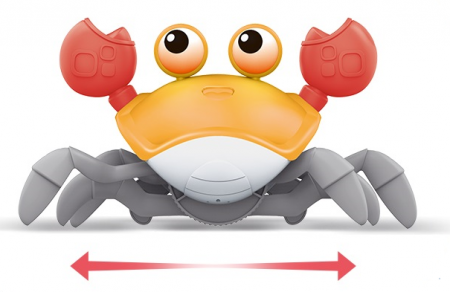 Jucarie interactiva Crab cu sunete, lumini, se deplaseaza si canta, senzori pentru obstacole, jucarie pe inductie, cablu incarcare USB, 3 ani+, galben, Edujucarii [1]