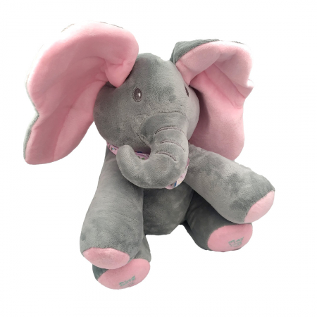 Jucarie interactiva Elefant din plus in limba romana, CucuBau, Canta, Spune povesti, isi misca urechile, roz [1]