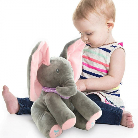 Jucarie interactiva Elefant din plus in limba romana, CucuBau, Canta, Spune povesti, isi misca urechile, roz [5]