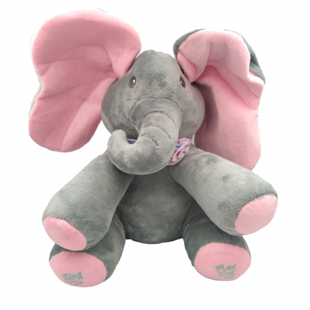 Jucarie interactiva Elefant din plus in limba romana, CucuBau, Canta, Spune povesti, isi misca urechile, roz [0]