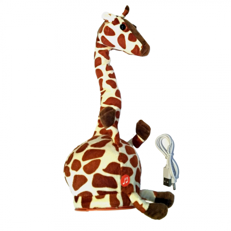 Jucarie interactiva Girafa din plus, Cactus Vorbitor, Dansator, Canta, Danseaza, Vorbeste si Inregistreaza, 20 melodii pentru copii, Lumini 32 cm, cu incarcare usb [4]
